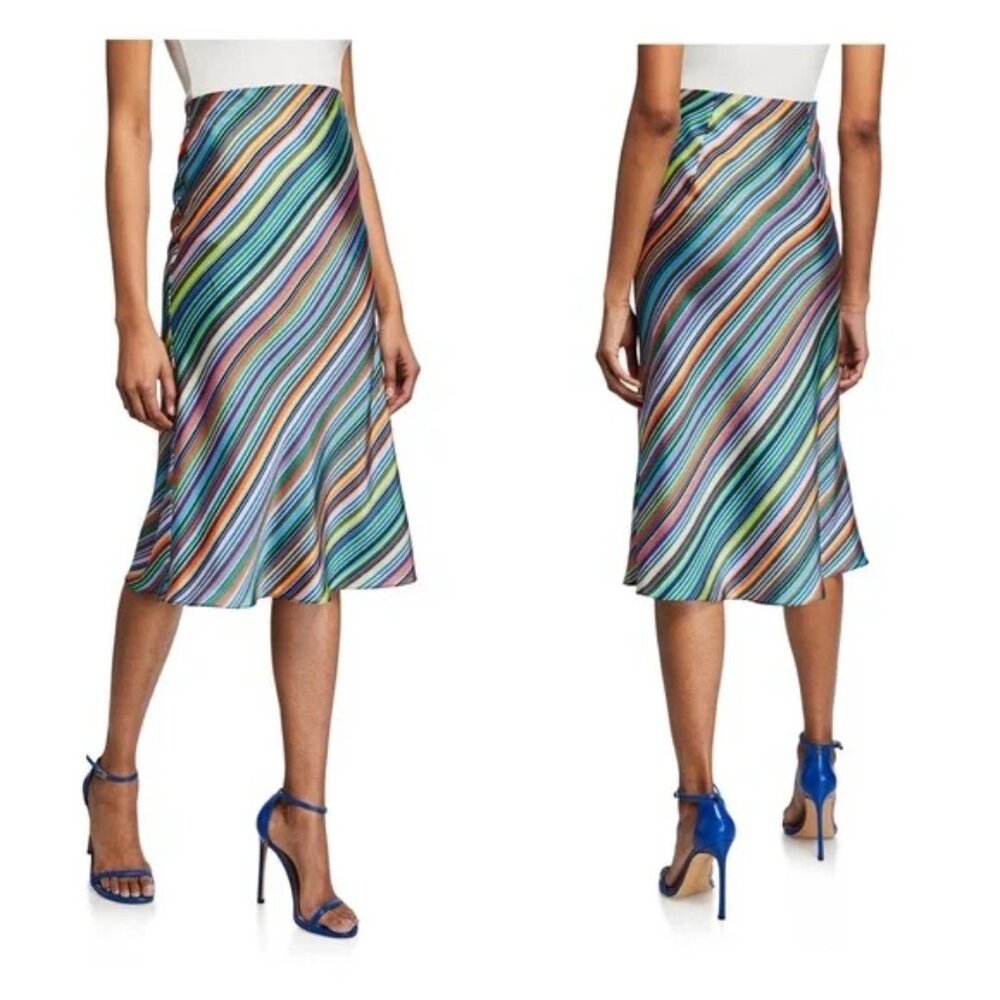 Milly Striped Multicolor Midi length Skirt Petite